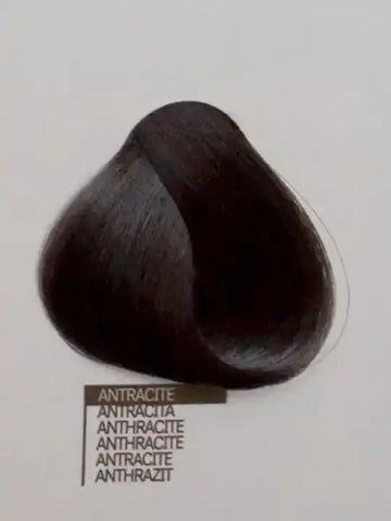 Цвят боя за коса Anthracite - тъмен антрацит за професионално боядисване с 100% покритие на бели коси.